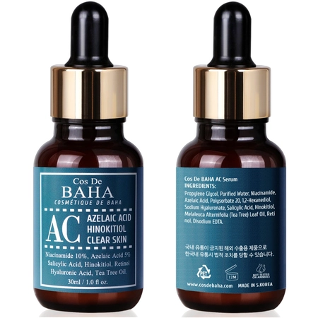 Сироватка з хінокітіолом для обличчя Cos De Baha Azelaic Acid Hinokitiol Clear Skin, 30мл